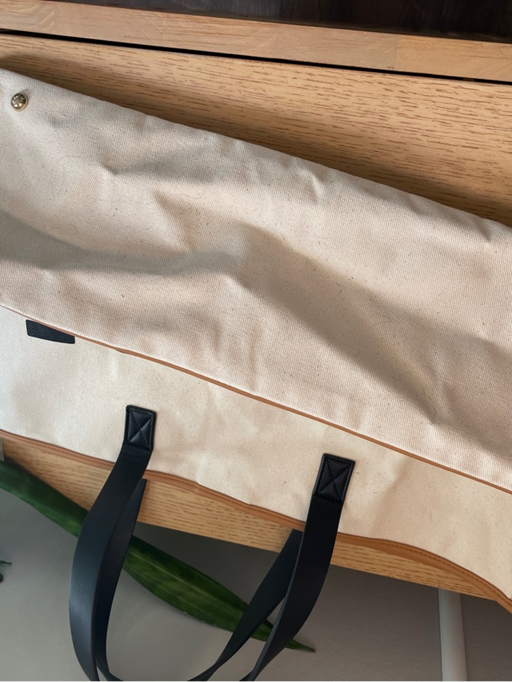 ESCAPE Canvas Tote - Black Handles, Tan Trim - Picture 4 of 4